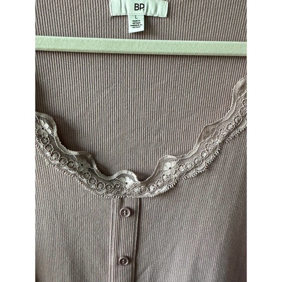 BP. Lace Detail Button Front Rib Top - Picture 6 of 10